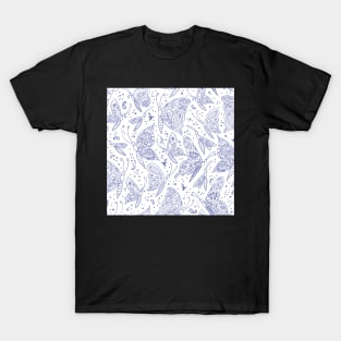 Paisley butterflies white-navy T-Shirt